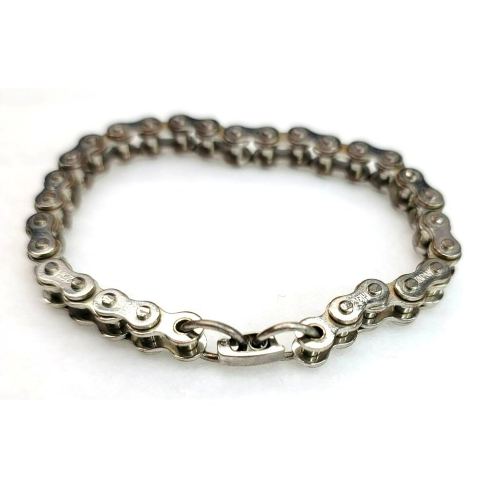 Bike Chain Bracelet Fashion Jewelry Silver Tone Biker Special 8" PR184 - Picture 2 of 7